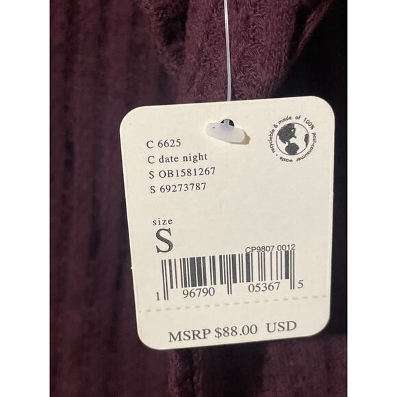 Free People Shirt Women's Small NWT Juicy Cowl Neck Oversized Split Back Wine - Picture 5 of 10